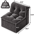 thumbnail image 2 of MEIGUGAO Armless Chenille Bean Bag Chair, 31.5-Inch,Grey, 2 of 7
