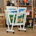 thumbnail image 2 of Creative Mark Firenze Wood Large Print Rack with Castors - Perfect For Display of Canvas, Art, Prints, Panels, Posters, Art Gallery Shows, Storage Rack - White, 2 of 6
