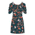thumbnail image 4 of Njoeus Womens Summer Cold Shoulder Floral Flowy T-Shirt Dress Short Sleeve Casual Tunic Tank Sundress S-3XL, 4 of 4
