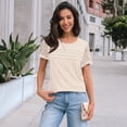 thumbnail image 3 of SUNBS Blouses for Women Short Sleeve Lace Tops Dressy Casual Tees, Sizes S-2XL, 3 of 9