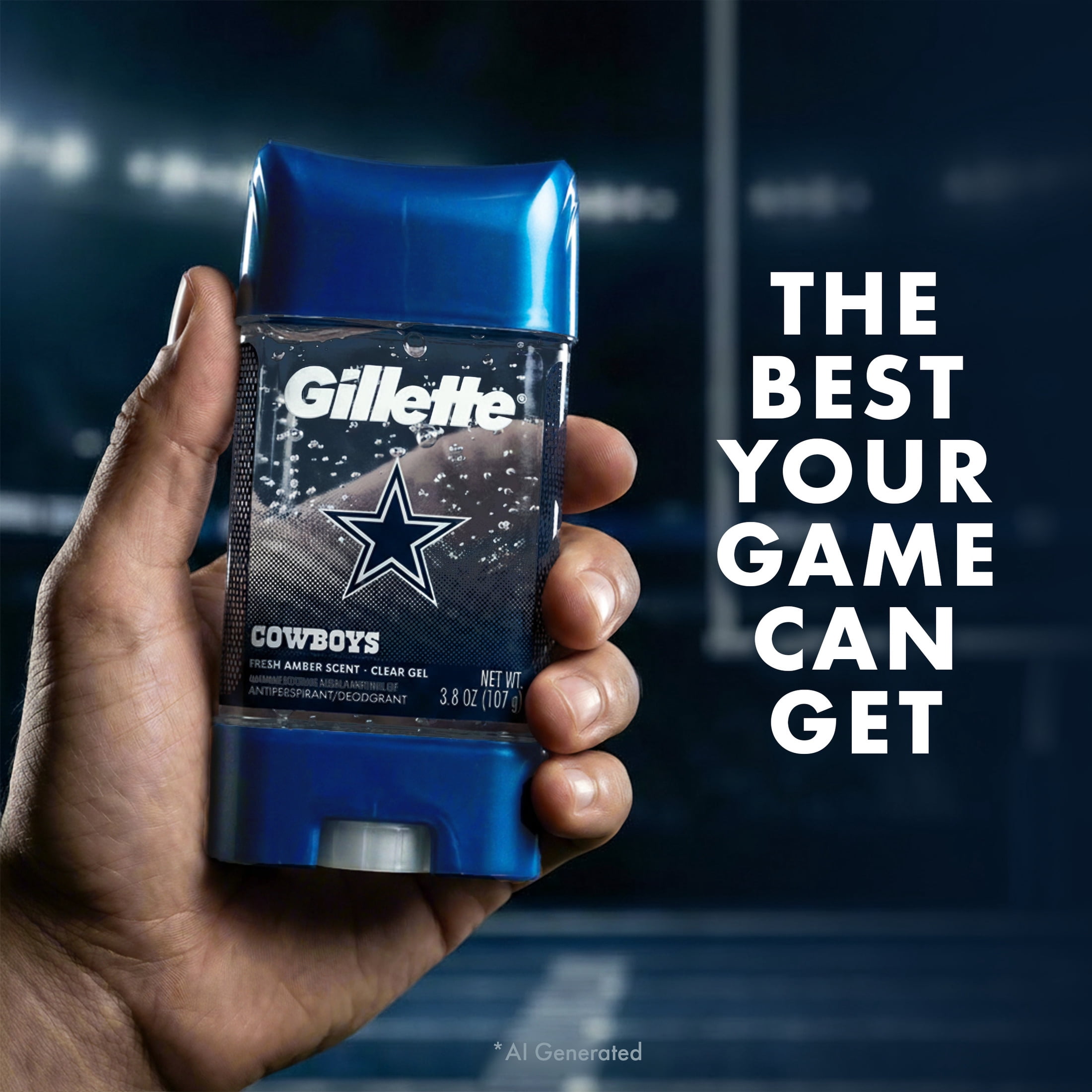 Gillette Dallas Cowboys Clear Gel Antiperspirant and Deodorant for Men Fresh Amber Scent 3.8oz
