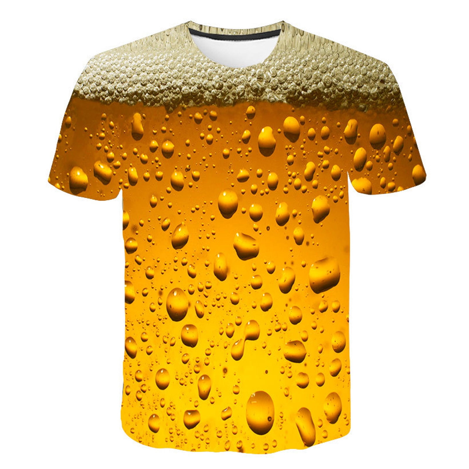 DDAPJ pyju 3D Print Shirts for Mens 3D Graphic Funny Beer T Shirt
