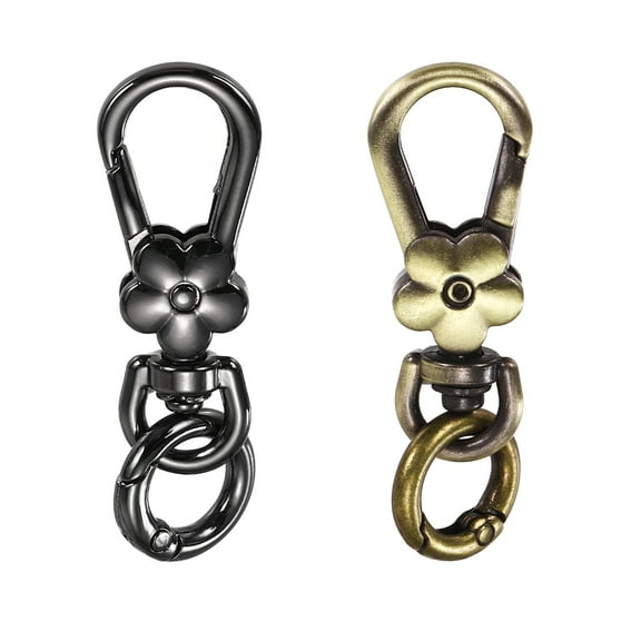 2 Pcs Metal Keychain Clip Swivel Lobster Claw Clasp Quick Release Key Ring Detachable Double Opening Snap Hooks for Jewelry Making Crafts Backpack Lanyard, Gun Black/Bronze Tone