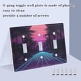 thumbnail image 3 of Yayeee Toggle Light Switch Wall Plate 3-Gang 6.37"x4.48" Decorative Outlet Cover, Night Neon Road, 3 of 7