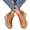 thumbnail image 1 of CAROOTU Bottines pour Femmes Couleur Unie Bout Rond Chaussures Compensées Décontractées, 1 of 7