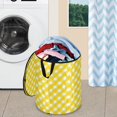 thumbnail image 5 of 50L Extra Large Popup Hamper Collapsible Laundry Basket With Zippered Lid 15.7x18.5in Yellow Gingham Pattern, 5 of 7