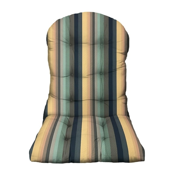 RSH Décor Outdoor Patio Single Tufted Adirondack Chair Seat Cushion, Braymont Dune Blue Stripe