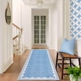 thumbnail image 1 of Nanan 2'x6' Scalloped Edge Area Rug, Machine Washable Low-Profile Woven Carpet, Non-Slip Soft Textured Rug for Living Room Bedroom Nursery Home Decor,Blue, 1 of 8