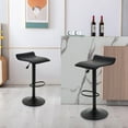 thumbnail image 3 of Modern Swivel PU Leather Airlift Barstools, Adjustable Backless Bar Stool Set of 2, Kitchen Counter Height Bar Chair for Dining Room (Black, Black Base), 3 of 9