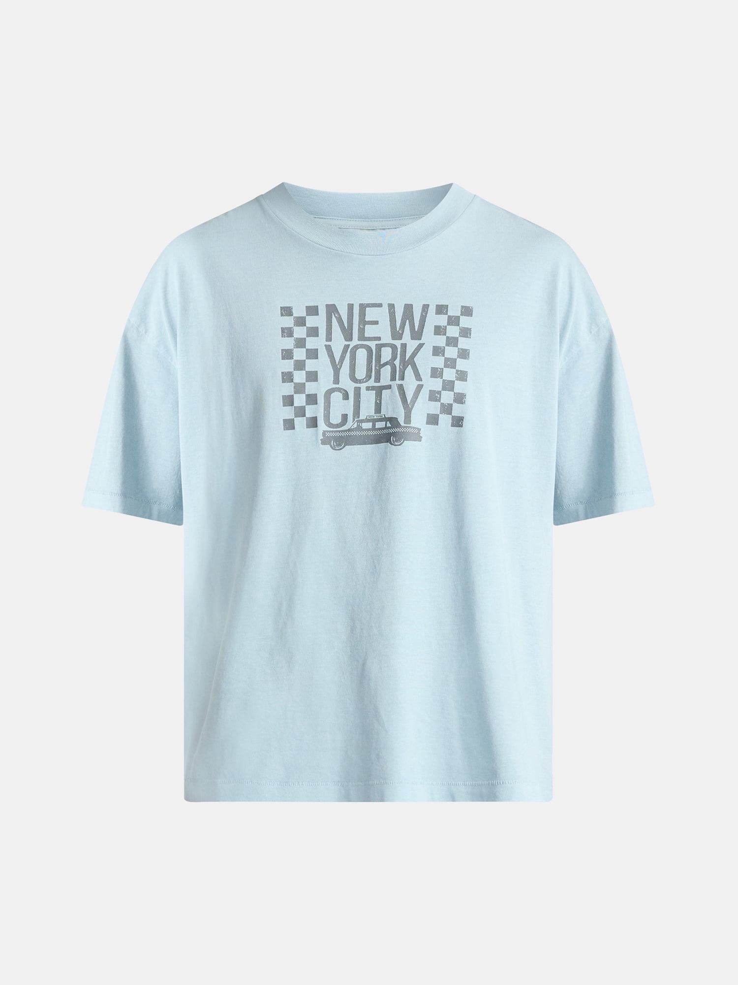 No Boundaries Oversized Boxy Fit Cropped Length New York City Graphic Tee Shirt, Men's & Big Men's, XS-5XL