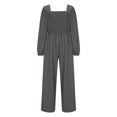 thumbnail image 5 of jjayotai Womens Jumpsuit, Casual Loose Jumpsuit Long Sleeved Wide Leg Trouser With Pockets Gray XXL, 5 of 6