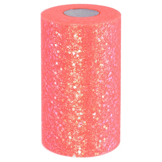 Uxcell Rouleaux de Tissu Tulle, Ruban Tulle Scintillant pour Jupes Tutu Bricolage Mariage Orange-Rouge
