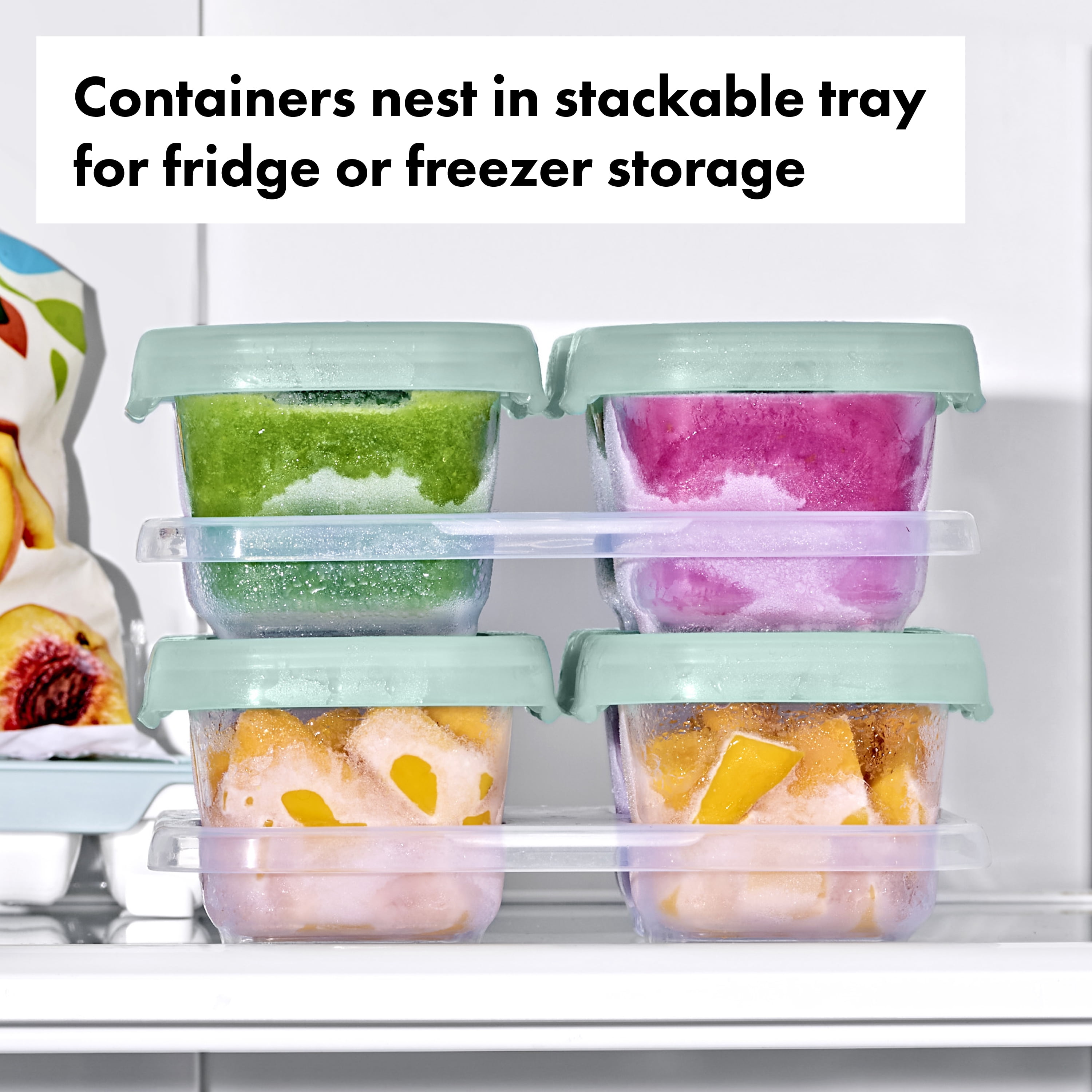 OXO Tot Baby Blocks Food Storage Containers, 6 oz, Opal, 4-Pack, For Infants Ages 0-12 Months