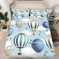 thumbnail image 2 of Homewish Kids Children Hot Air Balloon 4 Pieces Queen Sheet Sets,Cartoon Kawaii Ultra Soft Flat Sheet,Cute Geometric Stripes Queen Fitted Sheet,Luxury Bedroom Decor, 2 of 7