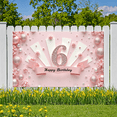 thumbnail image 4 of Pink Theme Happy Birthday Banner Decorative Design Rhinestone Six for Kids Party Celebration Photo Shoot Indoor Decor, 4 of 8