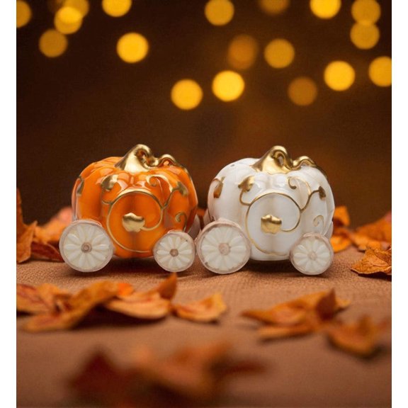 Ceramic Pumpkin Carriage Salt and Pepper Shakers, Fall Decor, Kitchen Decor, Gift for Her
