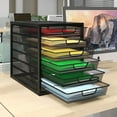 thumbnail image 2 of Mesh Desk Organizer with 6 Tier Sliding Drawers, Paper Sorter, Multi-Functional Home Office Supplies Storage Tray for Letters, Documents, Books, Mail, Files, Arts & Crafts Supplies - Black, 2 of 15