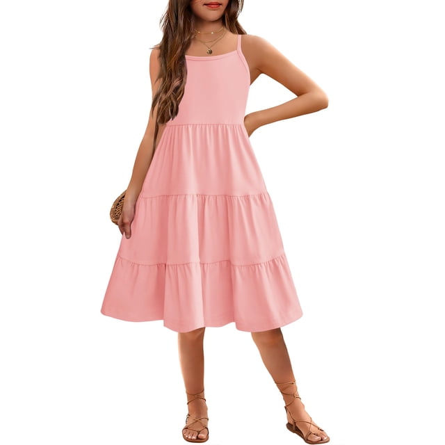 Vestido Arshiner, vestido de verano para niñas pequeñas, 3-4 T, rosa claro