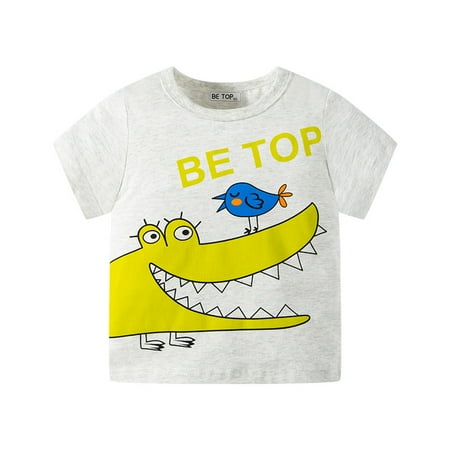 

Bullpiano Toddler Boys Short Sleeve T Shirts Blouse Kids Casual Cartoon Printed Tops 2-8T