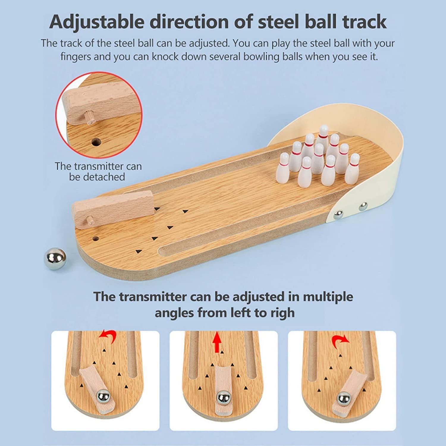 Table Mini Bowling Game Decompression Toys Set, Portable Indoor Table Games  for Whole Family, Kids and Adults, Play at Home or Traveling 