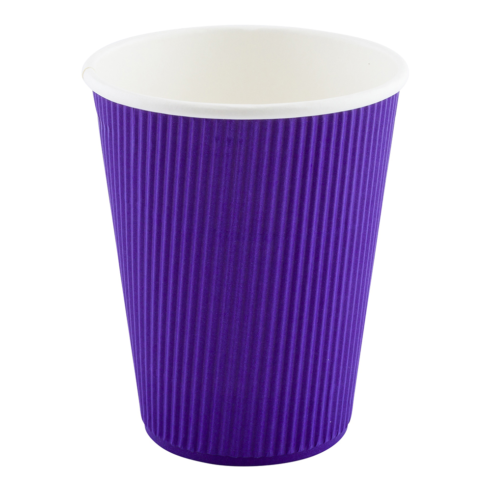 12 oz Royal Purple Paper Coffee Cup - Ripple Wall - 3 1/2