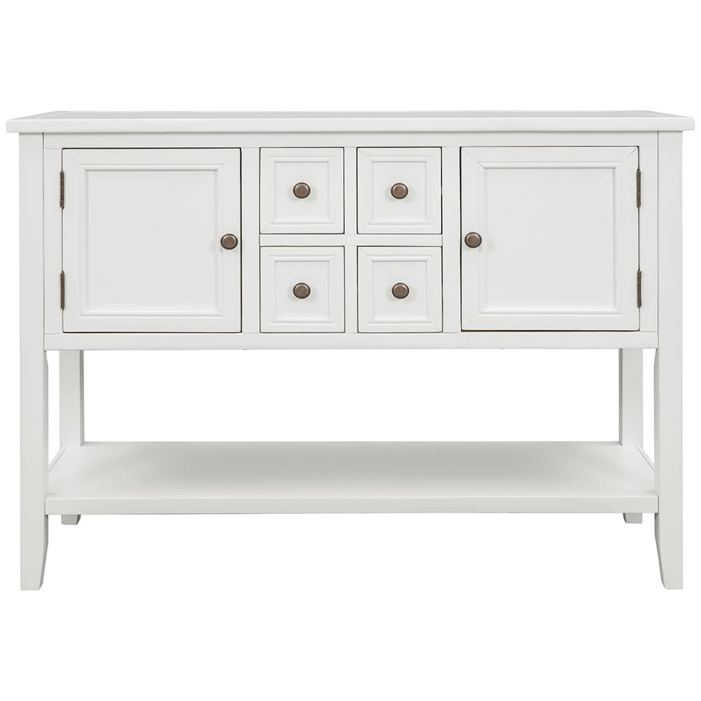 Lowestbest Retro Entryway Table, Buffet Sideboard Console Table with Bottom Shelf (White) Lowestbest Retro Entryway Table, Buffet Sideboard Console Table with Bottom Shelf (White)