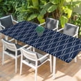 thumbnail image 2 of Wavy Lines Table Cloths for 8 Foot Rectangle Tables, Abstract Minimalist Pattern Navy Blue Patio Waterproof Elastic Fitted Tablecloths, Washable Rectangular Table Cover for Camping, 2 of 8