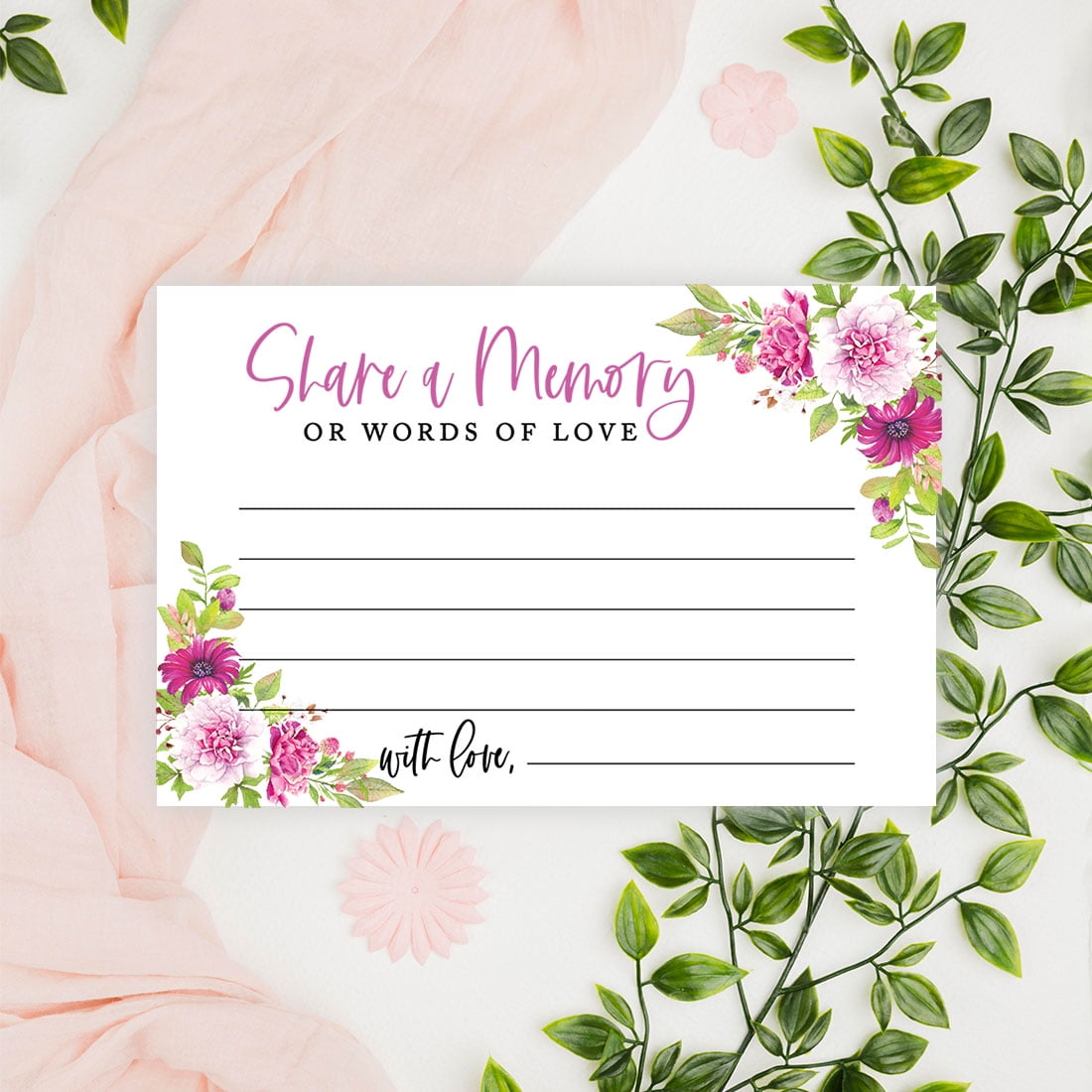 Koyal Wholesale Share a Memory Cards, Fuchsia Florals Cards for Wedding, Life Memories, 4" x 6", 52-Pk