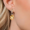 thumbnail image 3 of Gem Stone King 925 Silver and 10K Yellow Gold Yellow Citrine and Black Onyx and White Lab Grown Diamond Earrings for Women | 22.21 Cttw | GemstoneNovember Birthstone | Pear Shape Checkerboard 18X13MM, 3 of 6