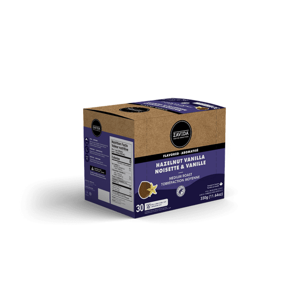Zavida Single Serve Hazelnut Vanilla Coffee Pods, KCup 30ct, 30 Count