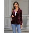 thumbnail image 4 of IDOPIP Women's Velvet Blazer Jacket Long Sleeve Open Front Cardigan Coat Business Office Blazer with Pockets, 4 of 10