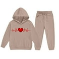 thumbnail image 5 of Auroural Children's Clothing Long Sleeve Kids Set 5T Girls Sets on Sale Children's Heart-shaped Print Long Hooded Sweatshirt And Leg Tied Sweatpants Casual Sports Set For Kids, 5 of 5