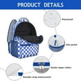 thumbnail image 4 of Blue White Checkered Backpack for School,Cute School Bag,Schoolbag with Adjustable Shoulder Straps & Padded Back,15.3"x11"x6.7", 4 of 6