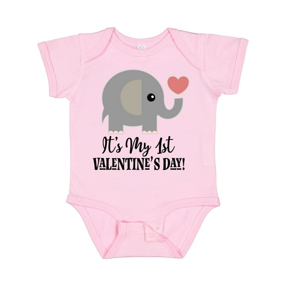 Inktastic 1st Valentines Day Baby Elephant Boys or Girls Baby Bodysuit