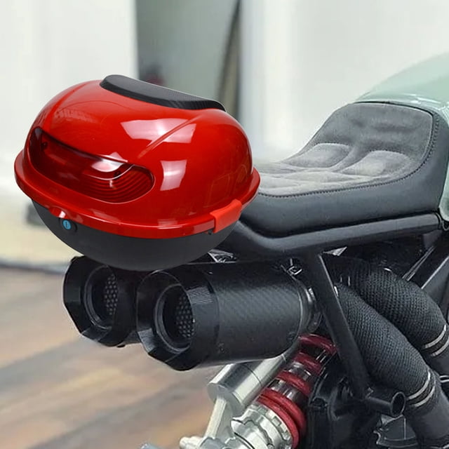 Universal Motorcycle Rear Top Box, Tail Trunk Boxfor Scooter Luggage Top Lock Storage Carrier Case Helmet Luggage with Universal Mounting Hardware for Scooter