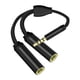 thumbnail image 1 of Adaptador de audífonos GMobile para micrófono y audio, negro, 1 of 2