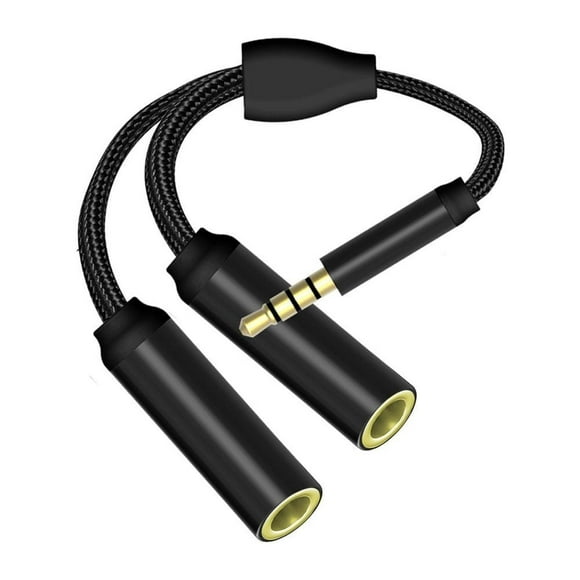 Adaptador de audífonos GMobile para micrófono y audio, negro