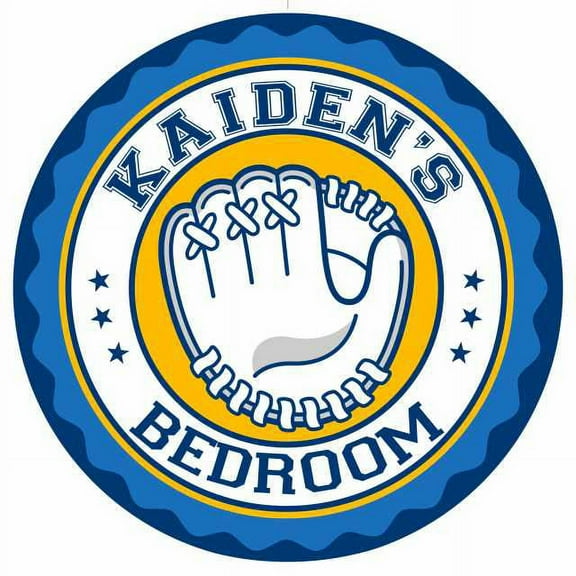 KAIDEN'S Baseball Glove Bedroom 14" Round Metal Sign Boys Room 100140029243