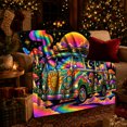 thumbnail image 3 of surreal Hippie Van Life Road Trip decorative motif Celestial, Festive Botanical Garden Scene, Warm Flannel Blanket for Sunroom and Reading Nook, Garden Lovers Housewarming Gift, Botanical Home Decor, 3 of 9