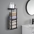 thumbnail image 2 of SHIBA-Large Rolled Towel Racks for Bathroom, 23.6 Inch Wall Mounted Bathroom Towel Storage Rack for Rolled Towels, Space Saving Bath Towel Holder Wall for Bathroom Organzier, Matte Black, 2 of 4