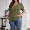 thumbnail image 2 of Bosfbaoi Womens Summer T-Shirts Short Sleeve V Neck Dolman Tops with Side Shirring Loose Fit Shirts Spring Fashion, 2 of 7