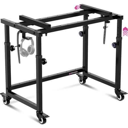 Liquid Stands Piano Keyboard Stand Music Studio Desk for Music Production - Electric Digital Pianos Synths for 49 54 61 88 Key - Rolling Home Recording Studio Workstation DJ Keyboard Table