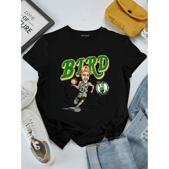 Basketball Legend Larry Bird Throwback Sports Graphic Art Print Art Unisex T-Shirt V16403 ,up to size 5XL