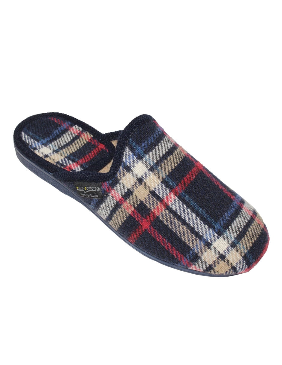 PANTUFLA CASUAL HOMBRE CABALLERO AZUL MARINO TEXTIL 3100 LEON 3100