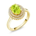 thumbnail image 2 of Gem Stone King 18K Yellow Gold Plated Silver Oval Yellow Lemon Quartz Halo Engagement Ring for Women (2.30 Cttw, Gemstone Birthstone, Oval 8X6MM, Size 6), 2 of 4