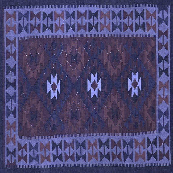 Ahgly Company Indoor Square Oriental Blue Traditional Area Rugs, 6' Square