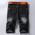 thumbnail image 2 of Men Denim Shorts Summer New Style Thin Section Elastic Force Slim Fit Short Jeans Male Brand Clothing Black Blue, 2 of 6