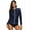 Solid Navy, variant on Charmo Women's Rashguard Swimsuit Zip Front Sun Protection Swim Shirt UPF 50+