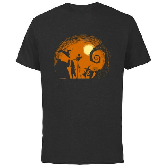 Tim Burton’s Nightmare Before Christmas Halloween Silhouette - Short Sleeve Cotton T-Shirt for Adults - Customized-Black
