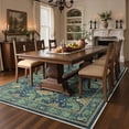 thumbnail image 2 of KUETH 8'x10' Area Rugs for Living Room, Thin Non Slip Machine Washable Vintage Floral Indoor Rug, Flat Pile Chenille Print Rug for Bedroom Dining Room Home Office, 2 of 9